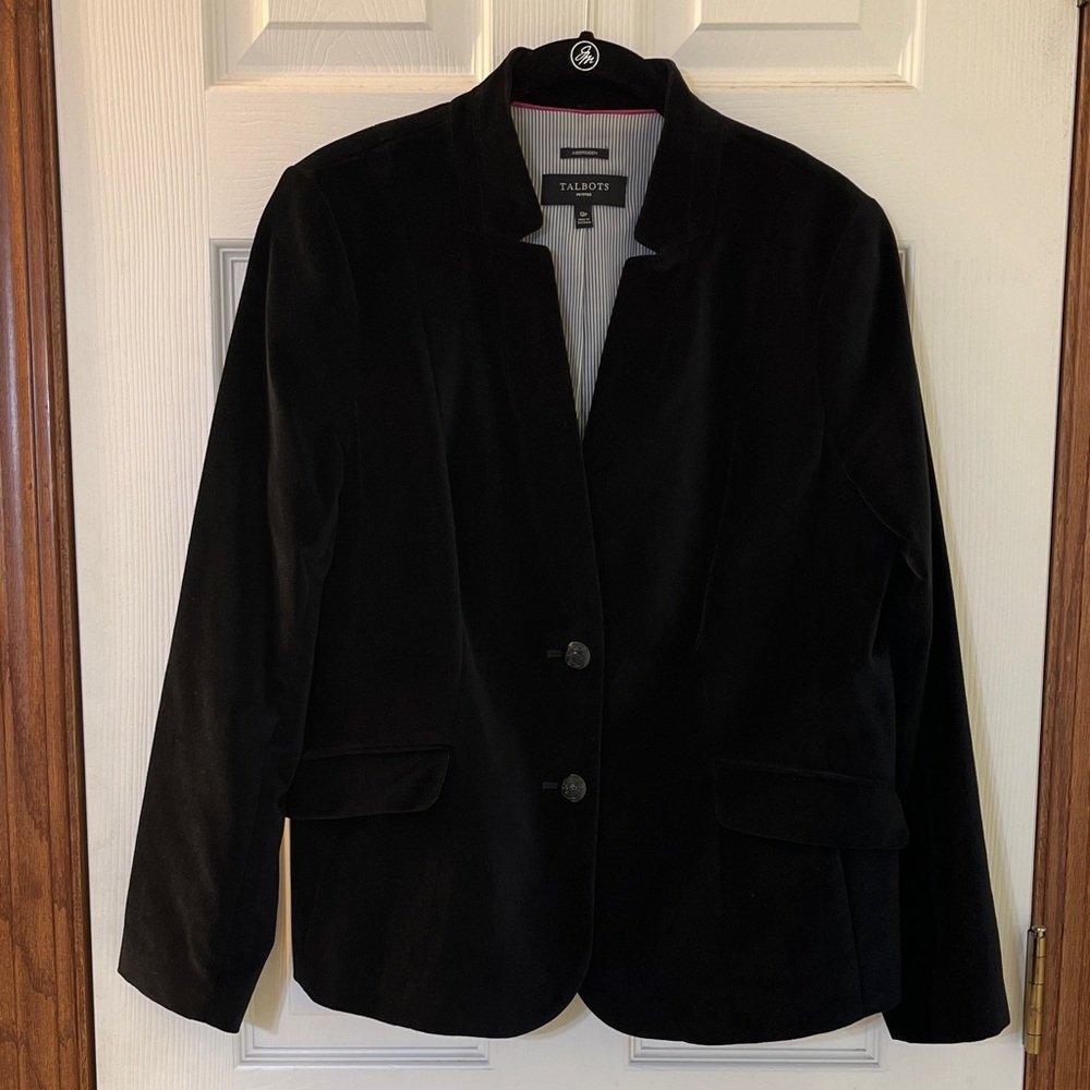 Talbots Black Velvet Aberdeen Blazer Women’s Size 12 Petite